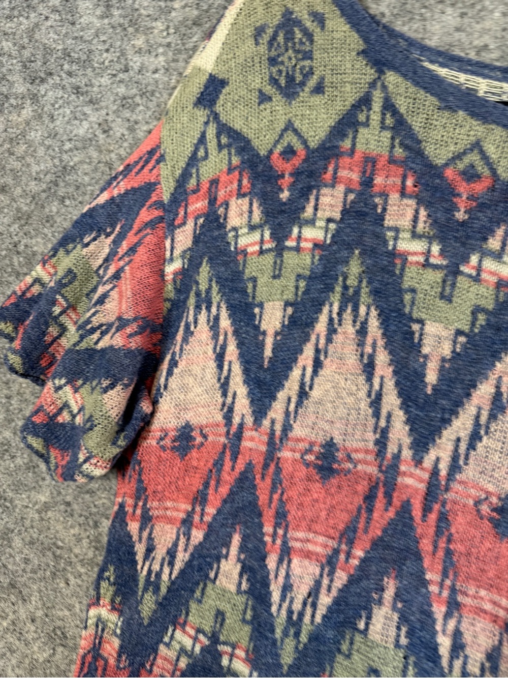 Denim & Supply Ralph Lauren Cotton Blend Aztec Knit Top Blue Small Boho Festival - Picture 6 of 14